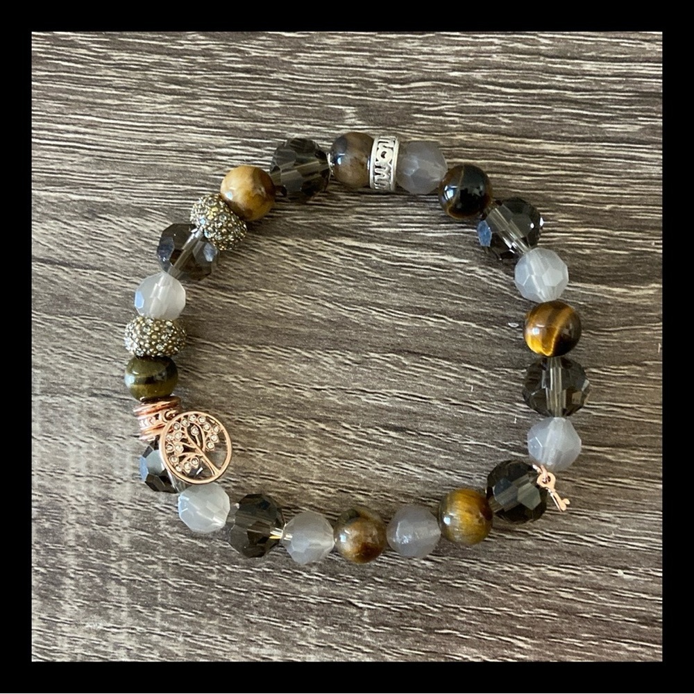 Handmade Mother's Day gift beaded bracelet tiger’s eye tree of life Mom holiday